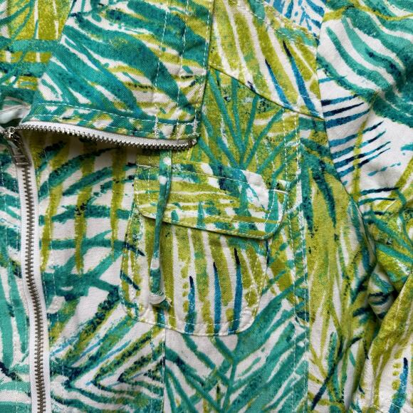 Ruby Rd Linen Zip Up Jacket Tropical Hawaiian Casual Grandma Coastal Florida - Picture 3 of 10